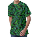 Night Tropical Palm Leaves Pattern Print Men's Velvet T-Shirt