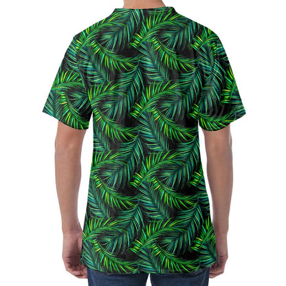 Night Tropical Palm Leaves Pattern Print Men's Velvet T-Shirt