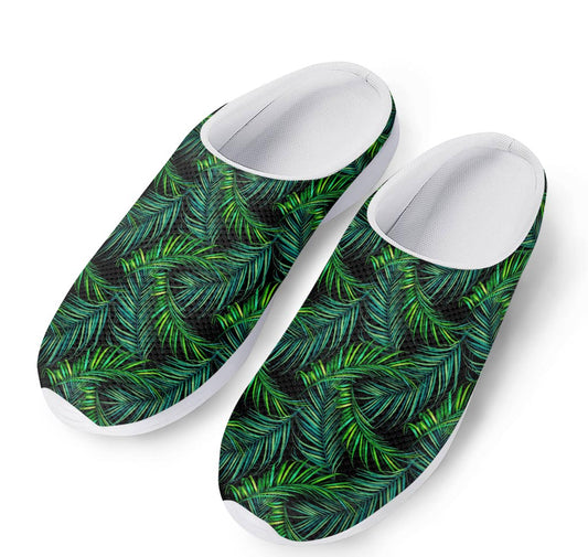 Night Tropical Palm Leaves Pattern Print Mesh Casual Shoes