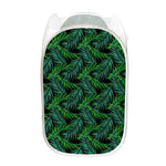 Night Tropical Palm Leaves Pattern Print Mesh Laundry Hamper