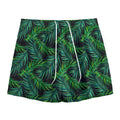 Night Tropical Palm Leaves Pattern Print Mesh Shorts