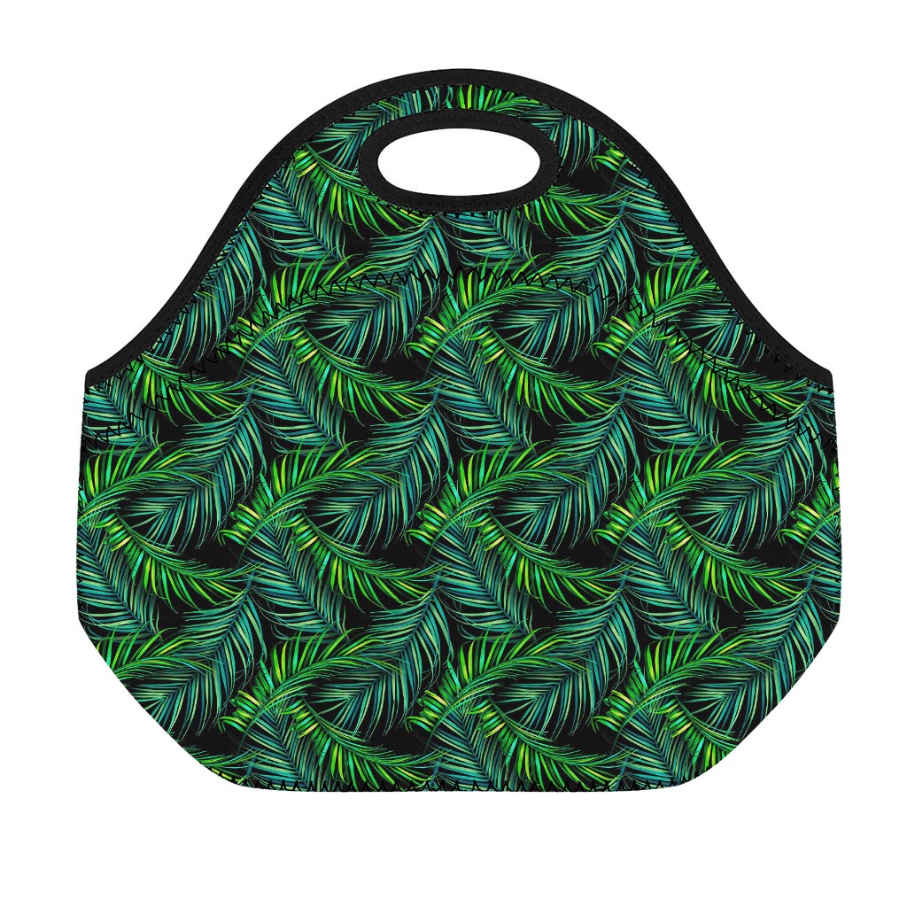 Night Tropical Palm Leaves Pattern Print Neoprene Lunch Bag
