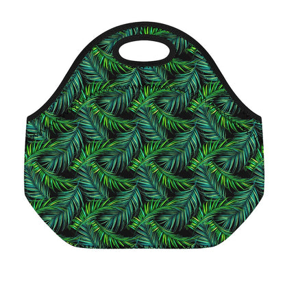 Night Tropical Palm Leaves Pattern Print Neoprene Lunch Bag