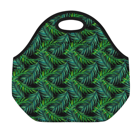 Night Tropical Palm Leaves Pattern Print Neoprene Lunch Bag