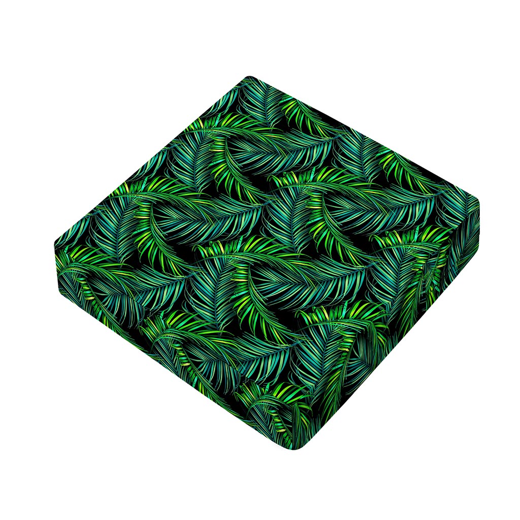 Night Tropical Palm Leaves Pattern Print Outdoor Seat Cushion Cover