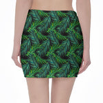 Night Tropical Palm Leaves Pattern Print Pencil Mini Skirt