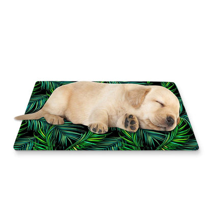 Night Tropical Palm Leaves Pattern Print Pet Cooling Mat Cover
