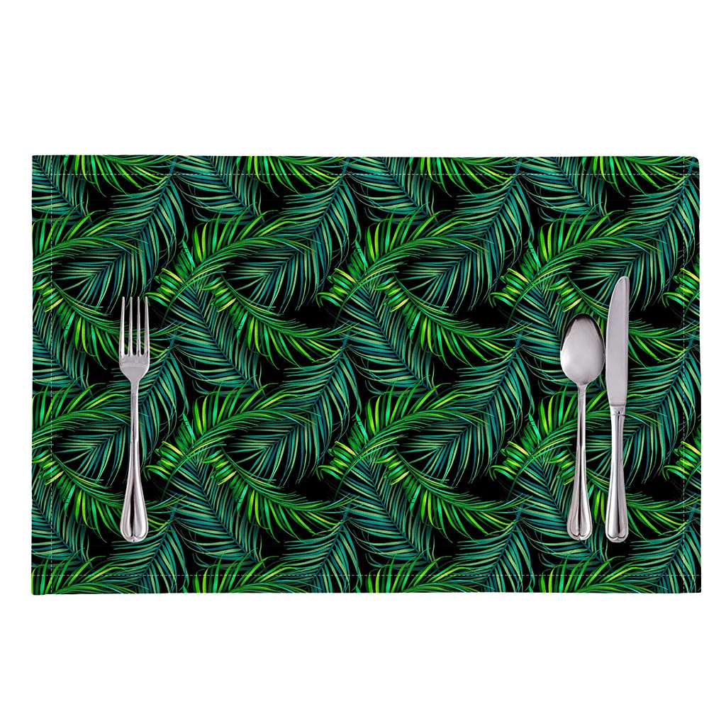Night Tropical Palm Leaves Pattern Print Placemat