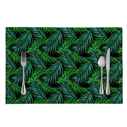Night Tropical Palm Leaves Pattern Print Placemat