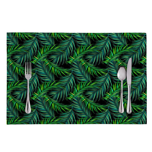 Night Tropical Palm Leaves Pattern Print Placemat