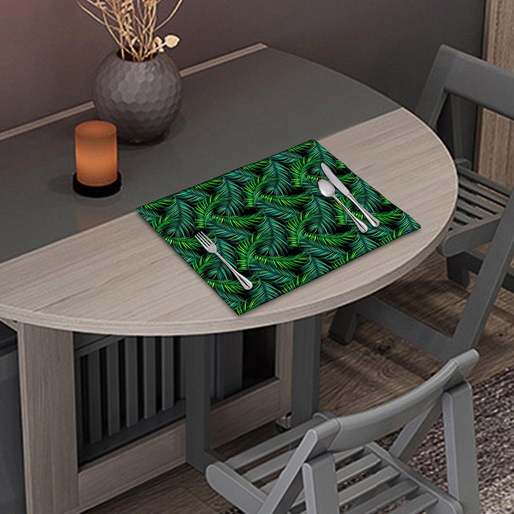 Night Tropical Palm Leaves Pattern Print Placemat