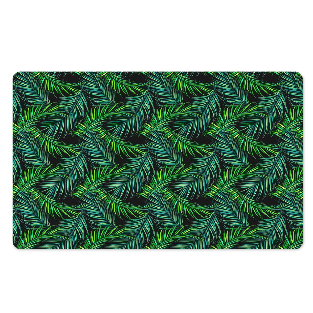 Night Tropical Palm Leaves Pattern Print Polyester Doormat
