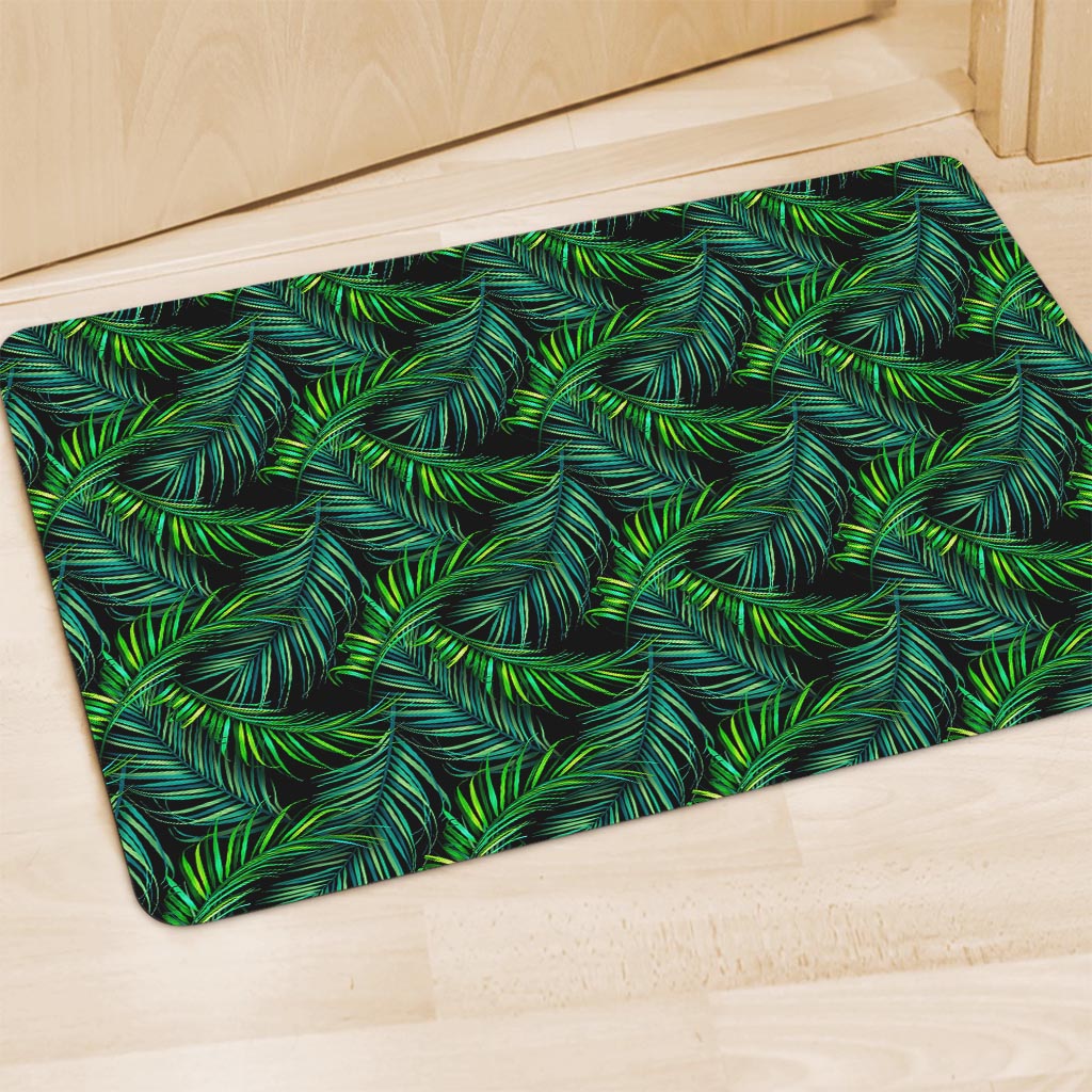 Night Tropical Palm Leaves Pattern Print Polyester Doormat