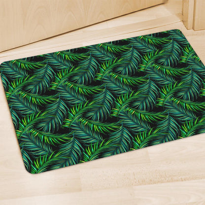 Night Tropical Palm Leaves Pattern Print Polyester Doormat