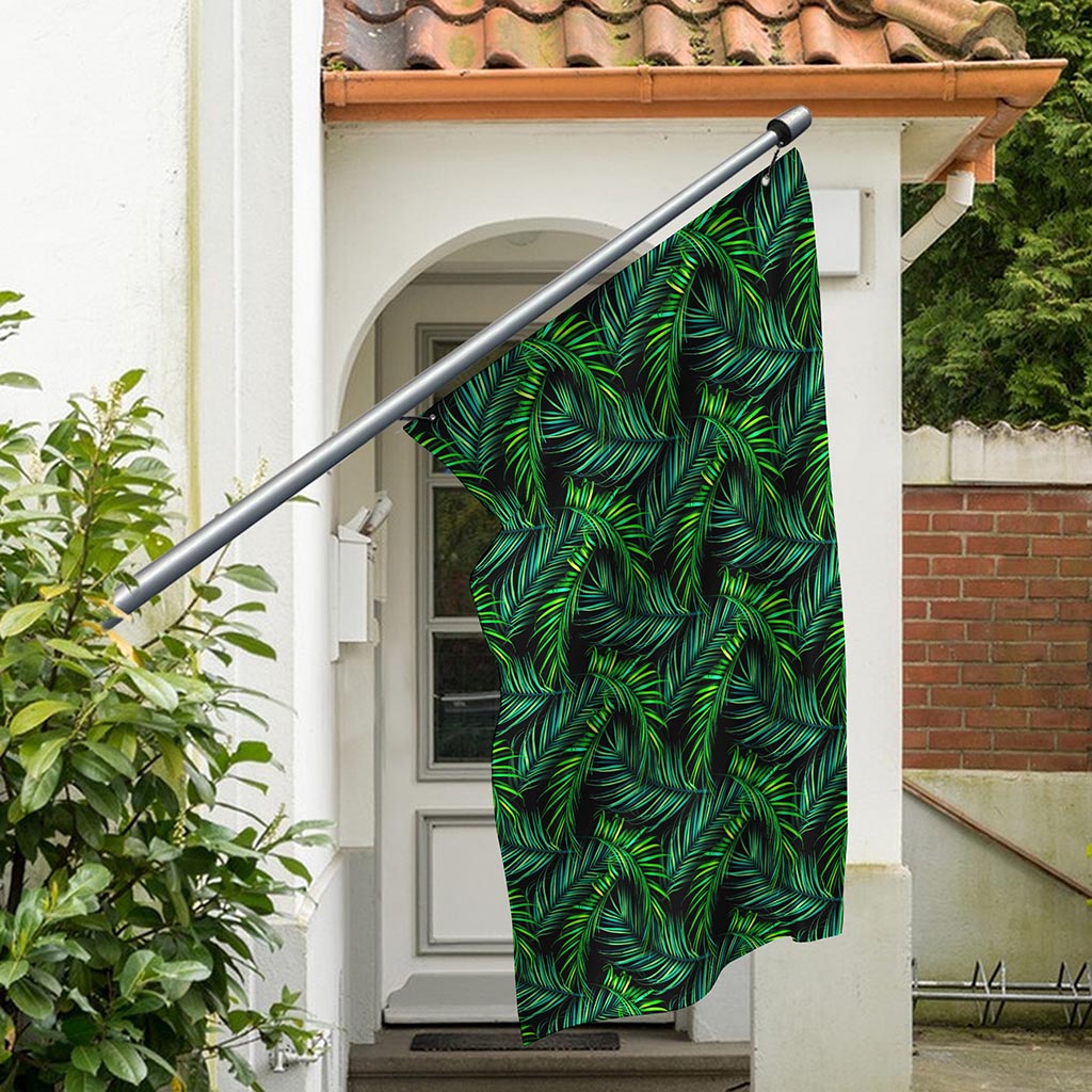 Night Tropical Palm Leaves Pattern Print Polyester Flag
