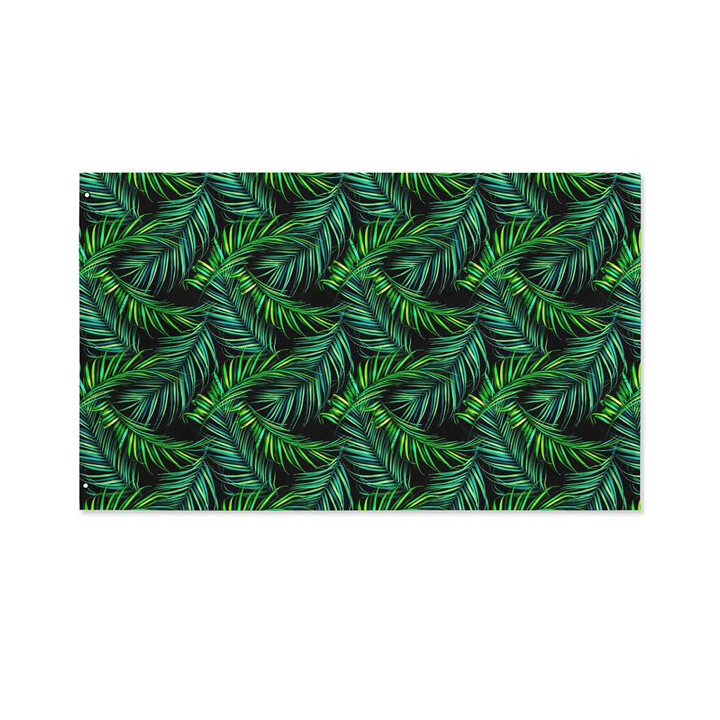 Night Tropical Palm Leaves Pattern Print Polyester Flag