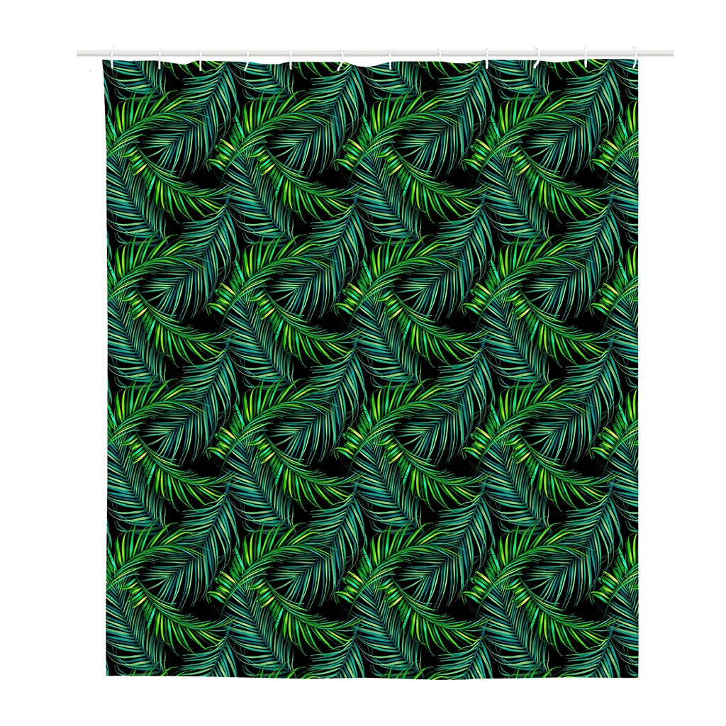 Night Tropical Palm Leaves Pattern Print Polyester Shower Curtain
