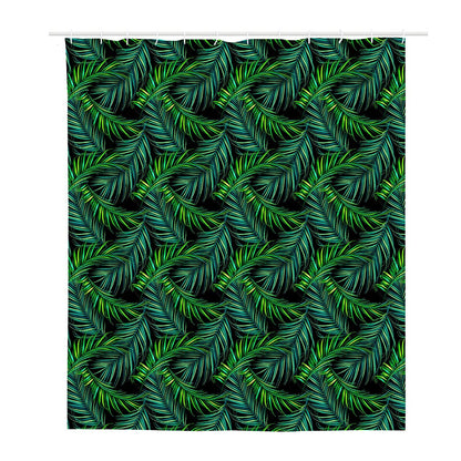 Night Tropical Palm Leaves Pattern Print Polyester Shower Curtain