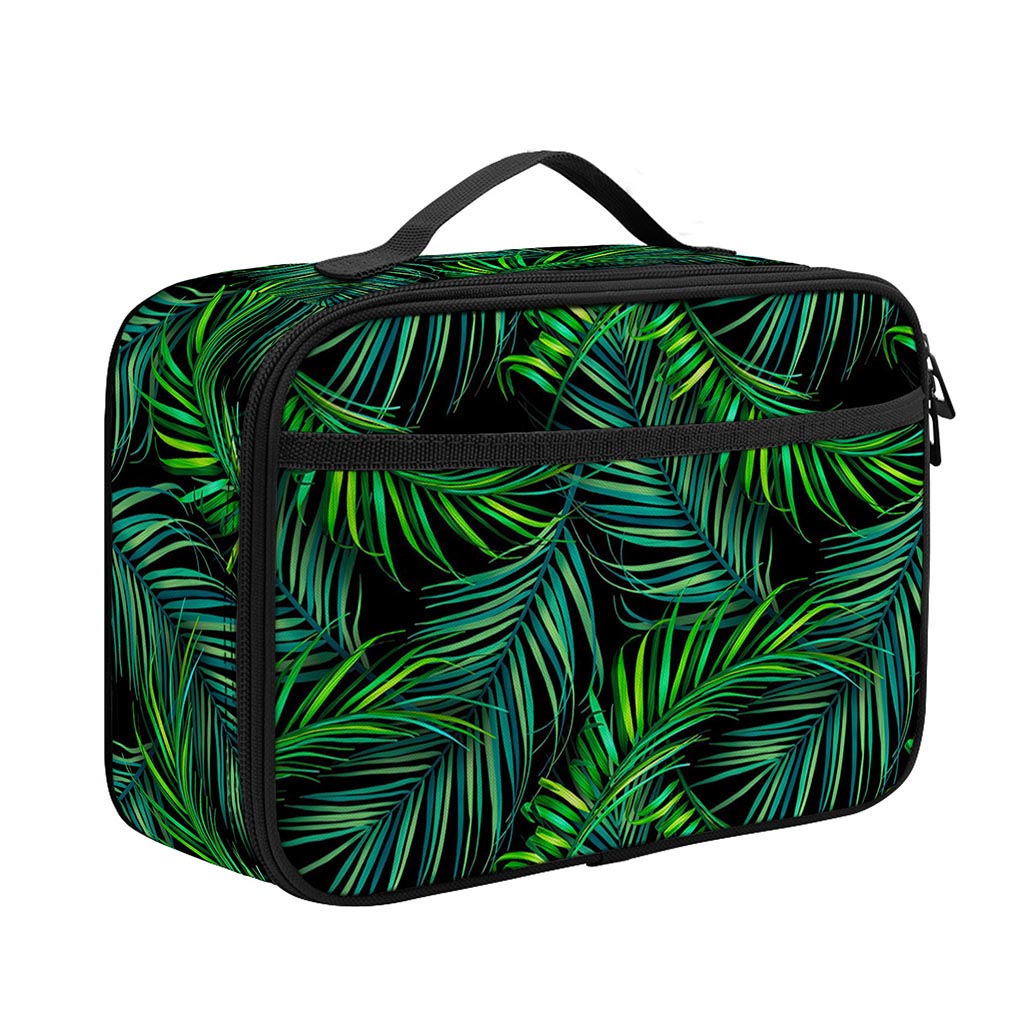 Night Tropical Palm Leaves Pattern Print Portable Lunch Bag