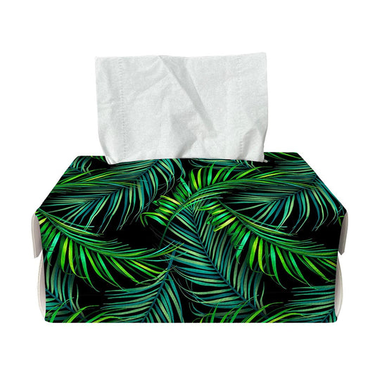 Night Tropical Palm Leaves Pattern Print Rectangle Tissue Box Cover