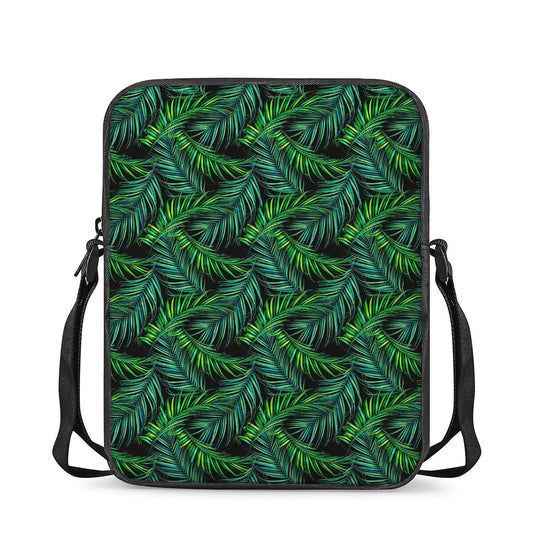 Night Tropical Palm Leaves Pattern Print Rectangular Crossbody Bag