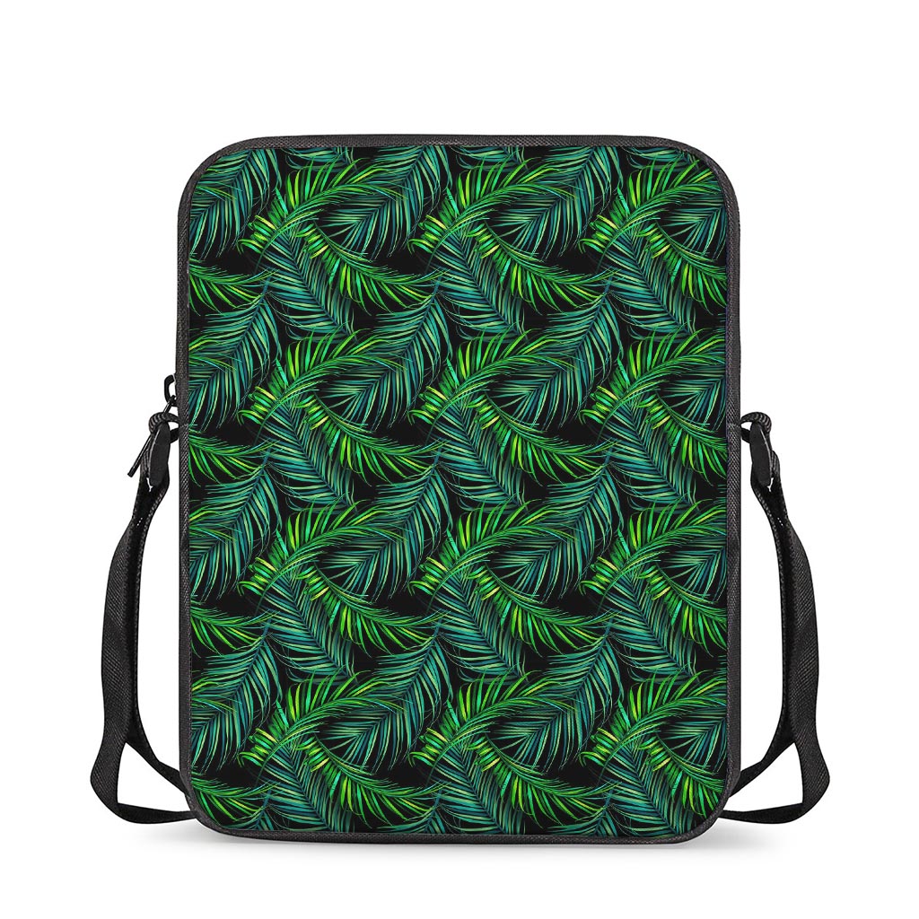 Night Tropical Palm Leaves Pattern Print Rectangular Crossbody Bag