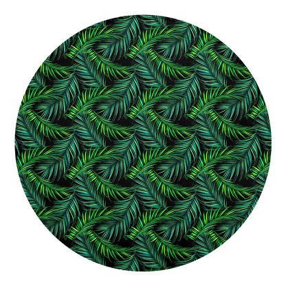 Night Tropical Palm Leaves Pattern Print Round Blanket