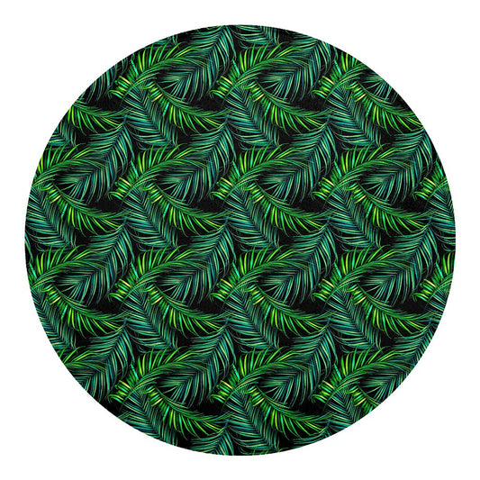 Night Tropical Palm Leaves Pattern Print Round Blanket