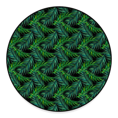 Night Tropical Palm Leaves Pattern Print Round Floor Mat