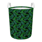 Night Tropical Palm Leaves Pattern Print Round Laundry Basket