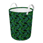 Night Tropical Palm Leaves Pattern Print Round Laundry Basket
