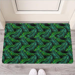 Night Tropical Palm Leaves Pattern Print Rubber Doormat