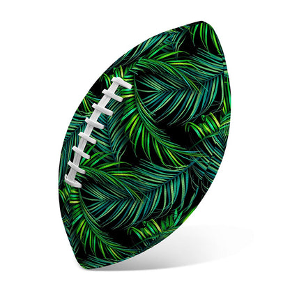Night Tropical Palm Leaves Pattern Print Rugby Ball
