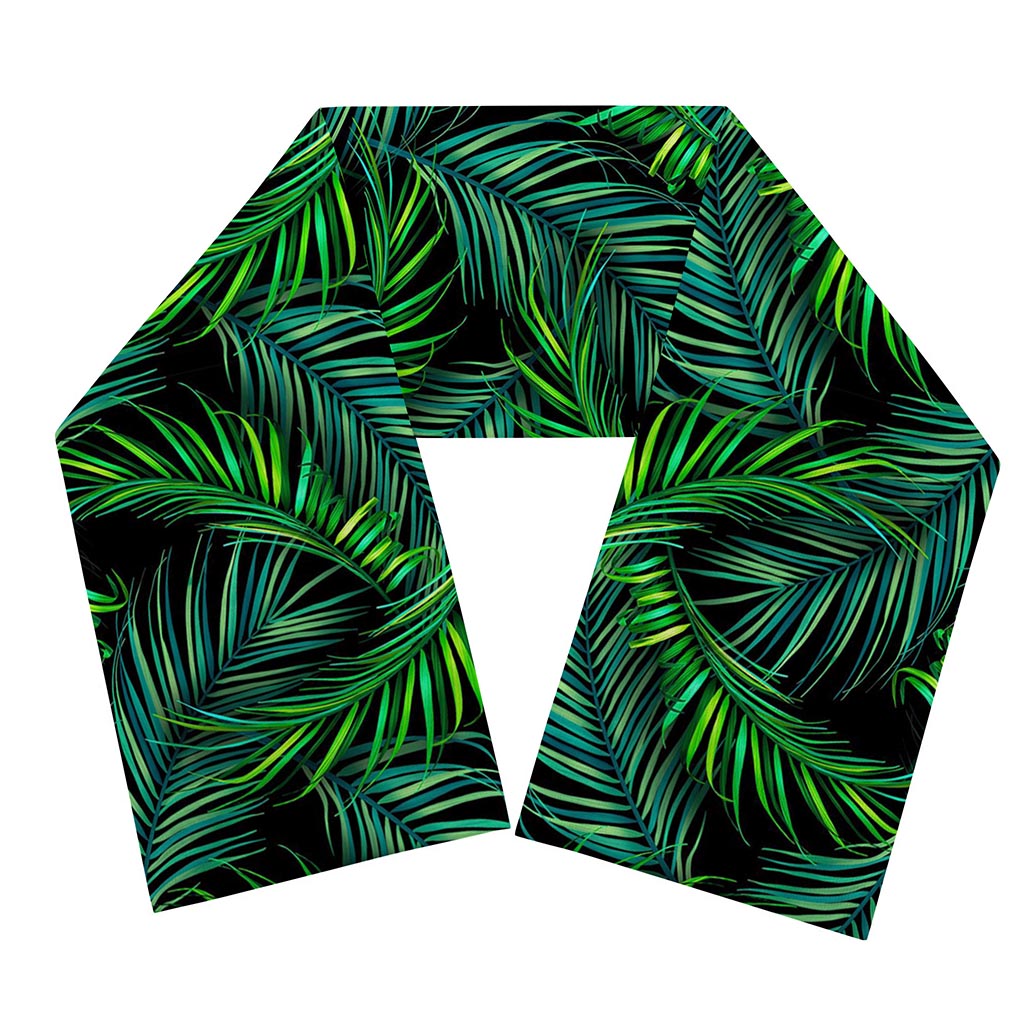 Night Tropical Palm Leaves Pattern Print Scarf