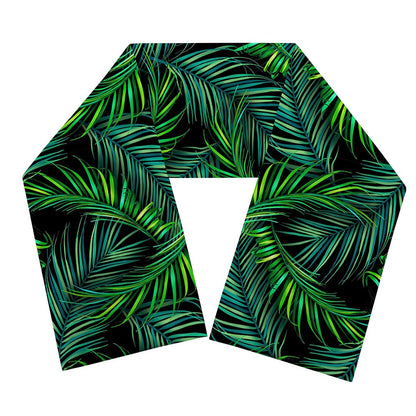 Night Tropical Palm Leaves Pattern Print Scarf