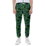 Night Tropical Palm Leaves Pattern Print Scuba Joggers