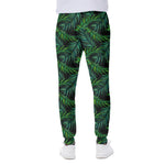 Night Tropical Palm Leaves Pattern Print Scuba Joggers