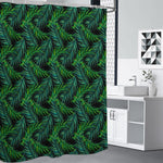 Night Tropical Palm Leaves Pattern Print Shower Curtain