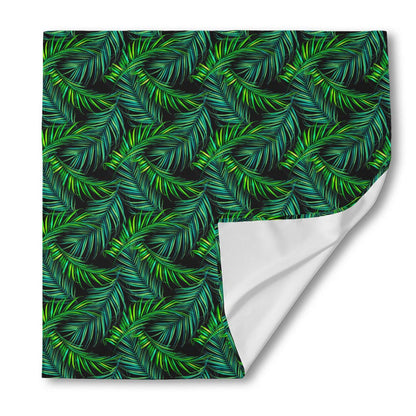 Night Tropical Palm Leaves Pattern Print Silk Bandana