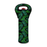 Night Tropical Palm Leaves Pattern Print Single Neoprene Wine Tote