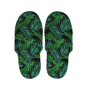 Night Tropical Palm Leaves Pattern Print Slippers