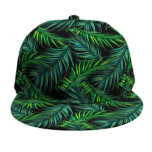 Night Tropical Palm Leaves Pattern Print Snapback Cap