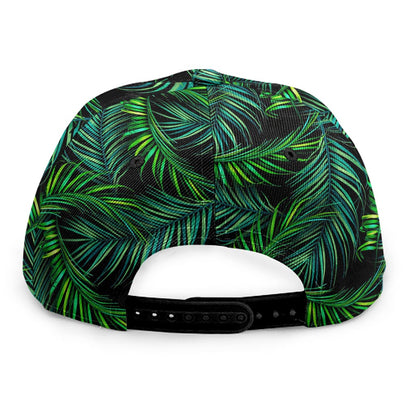 Night Tropical Palm Leaves Pattern Print Snapback Cap