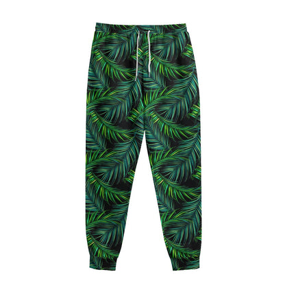 Night Tropical Palm Leaves Pattern Print Sweatpants