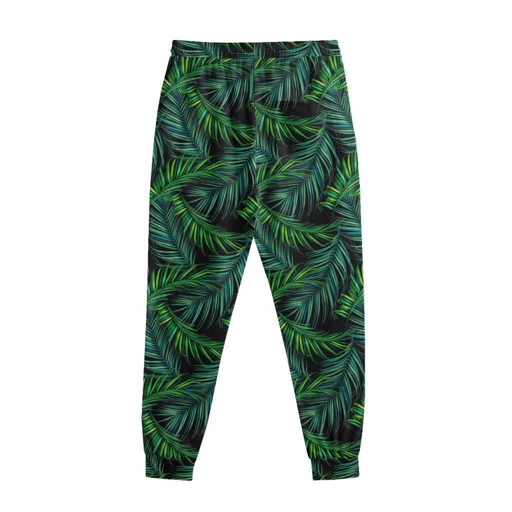 Night Tropical Palm Leaves Pattern Print Sweatpants