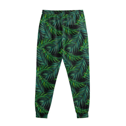 Night Tropical Palm Leaves Pattern Print Sweatpants