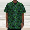 Night Tropical Palm Leaves Pattern Print Textured Short Sleeve Shirt