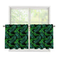Night Tropical Palm Leaves Pattern Print Tier Curtains