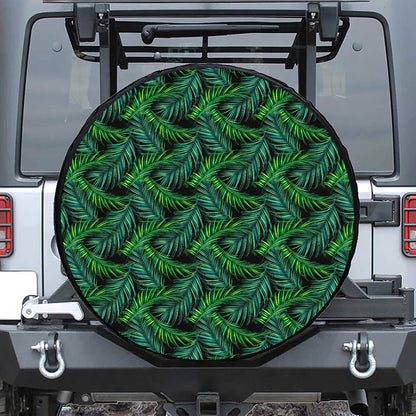 Night Tropical Palm Leaves Pattern Print Tire Cover