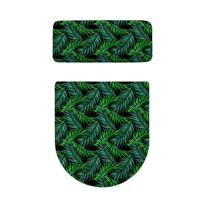Night Tropical Palm Leaves Pattern Print Toilet Lid And Tank Cover Set